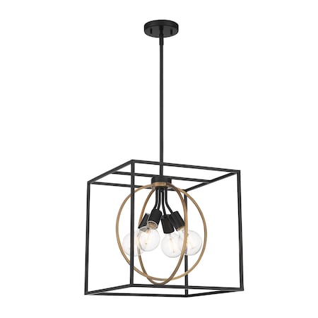 Designers Fountain Kew Gardens 60 Watt 4 Light Matte Black And Old Satin Brass Pendant D276M-15P-MB